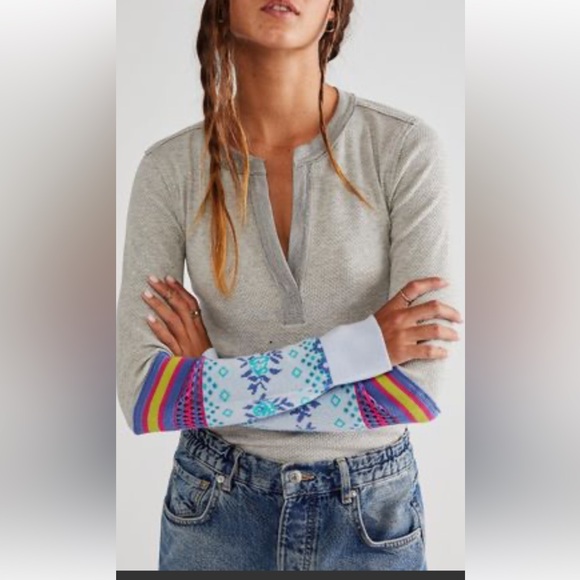 We The Free Henley thermal waffle knit. Size XS - Picture 1 of 7